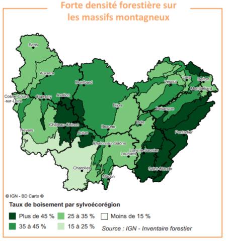 Taux de boisement BFC
