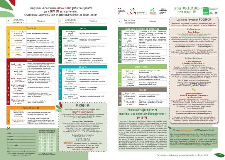 Programme 2023 Reunions forestieres CNPF BFC