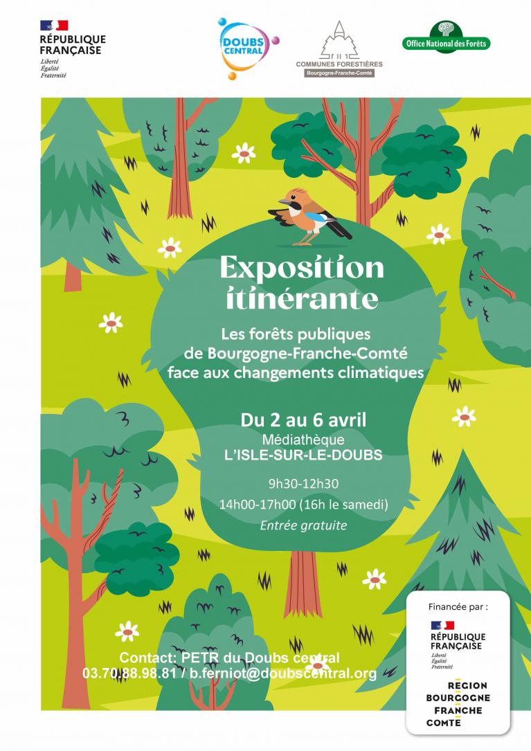 Affiche Expo itinérante Forets publique BFC face aux changements climatiques